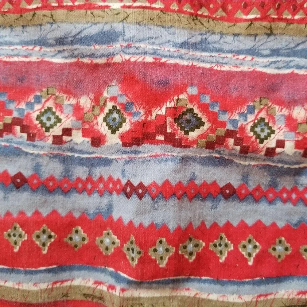 Coldwater Creek M Aztec Southwest Denim Wrap‎ Skirt Back Slit Maxi Western